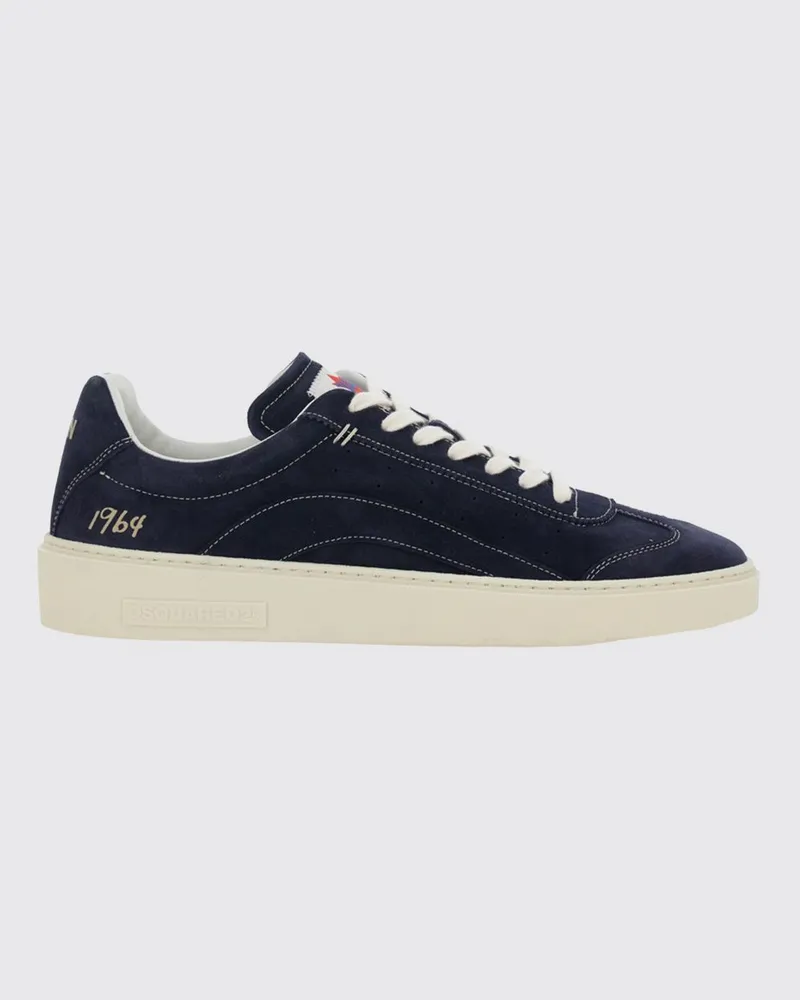 Dsquared2 Low-Top-Sneakers aus Velours-Kalbsleder mit seitlichem Logo Blau