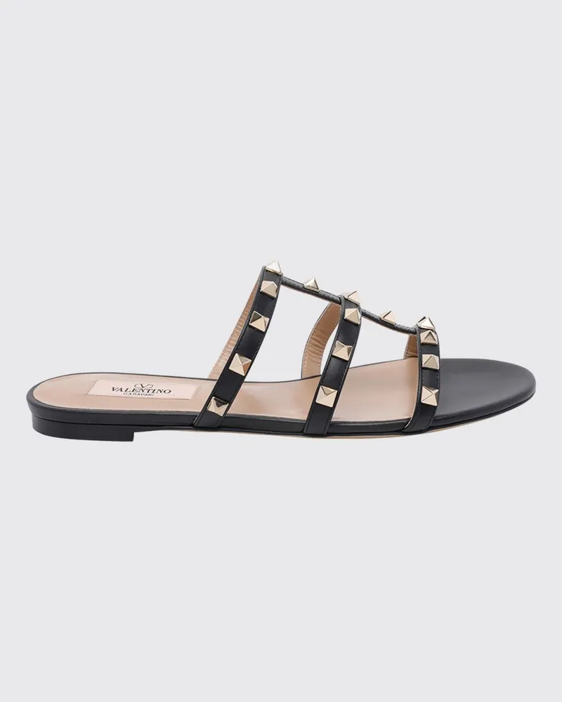 Valentino Garavani Rockstud Pantoletten aus Kalbsleder mit Nieten Schwarz