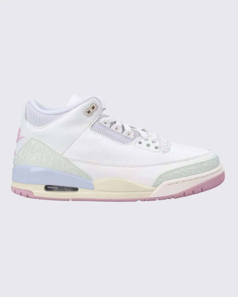 Nike Jordan 3 Retro Mid-Top-Sneakers aus genarbtem Leder Weiß