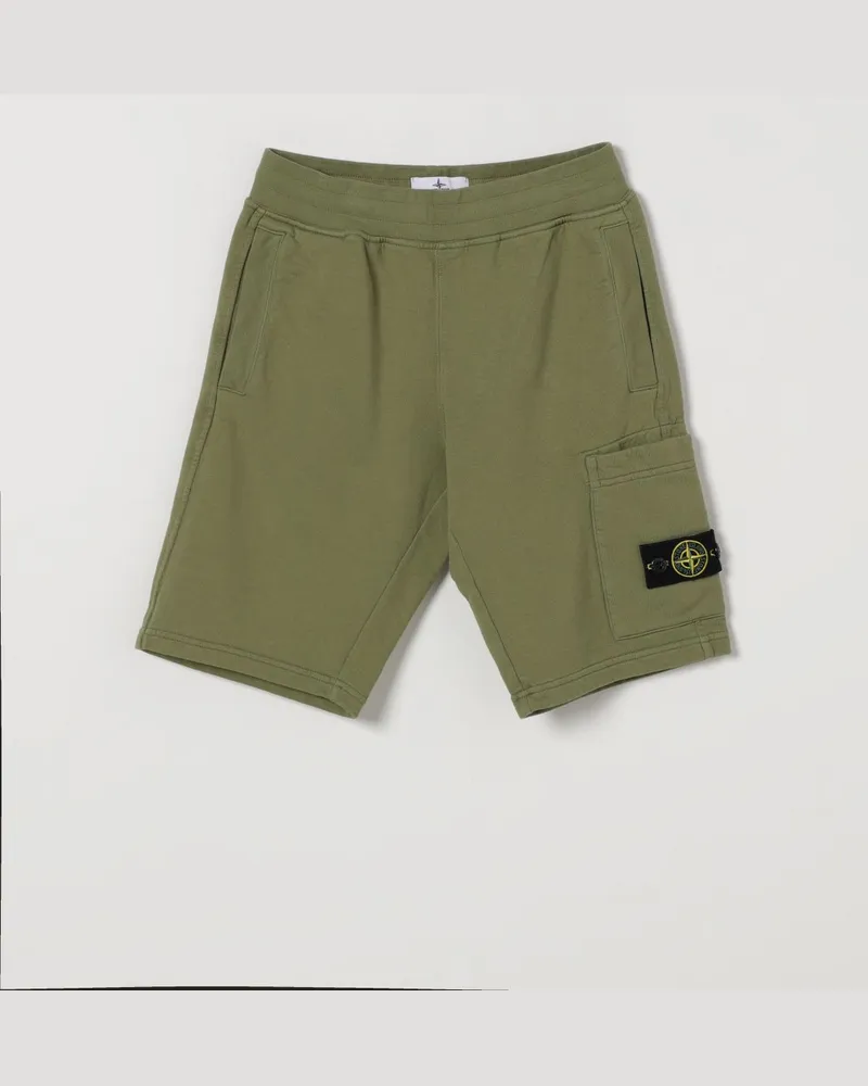Stone Island Shorts aus Baumwollfleece Grün