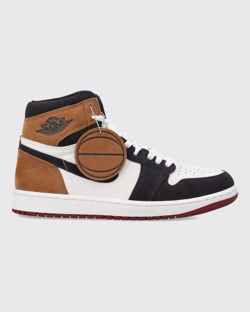 Nike Air Jordan 1 Retro High OG Sneakers aus zweifarbigem Leder mit perforierter Spitze Braun