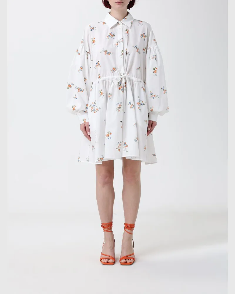 MSGM Florales Baumwoll-Hemdblusenkleid Weiß