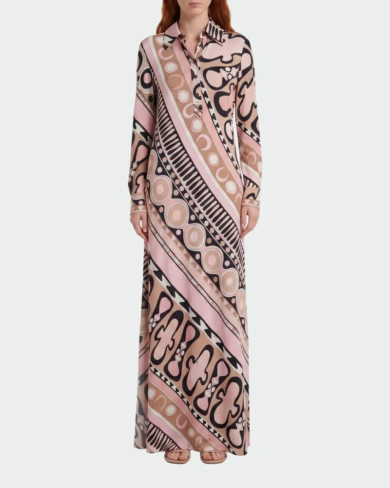 Emilio Pucci Chemisier-Kleid aus bedruckter Viskose Pink