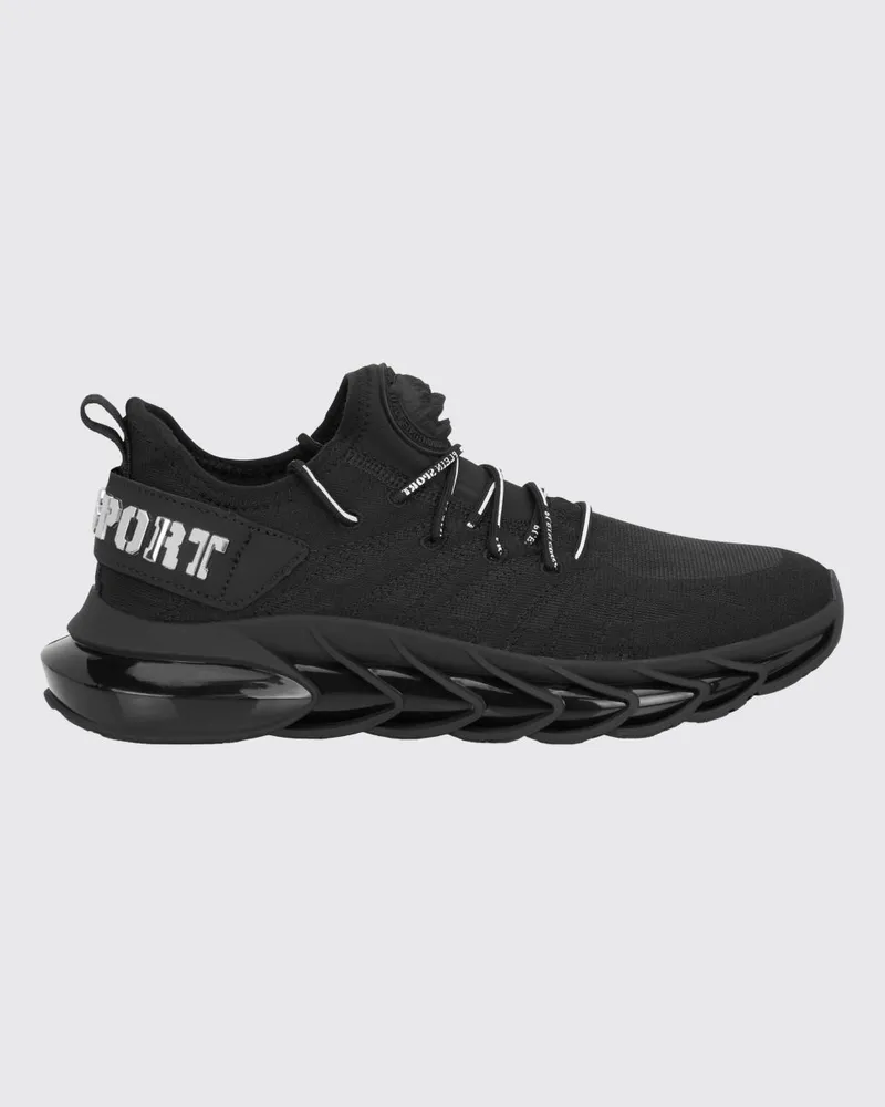 Philipp Plein Low-Top-Sneakers aus Mesh mit appliziertem Logo und hinterer Zuglasche Schwarz