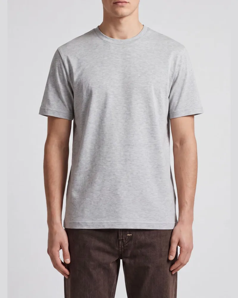 Eleventy Kurzarm-Baumwoll-T-Shirt mit Rundhalsausschnitt im Basic-Design Grau
