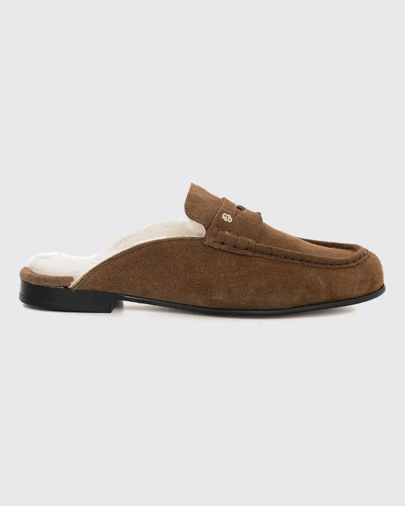 HUGO BOSS Wildledermules mit Shearling-Futter und niedrigem Absatz Camel