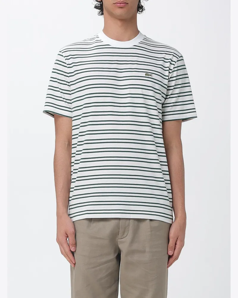 Lacoste Gestreiftes Baumwoll-T-Shirt Grün