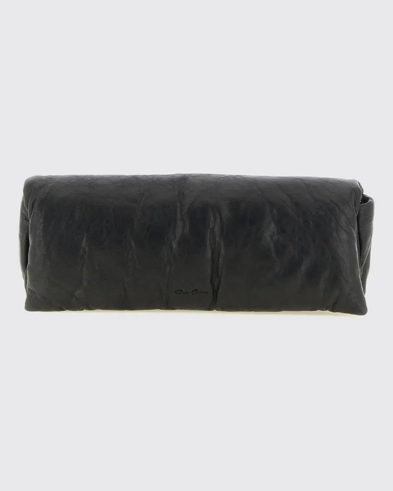 Rick Owens Rechteckige Clutch aus Lammleder mit Umschlagklappe Schwarz