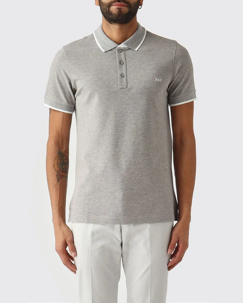 Fay Basic Baumwollpolo Grau