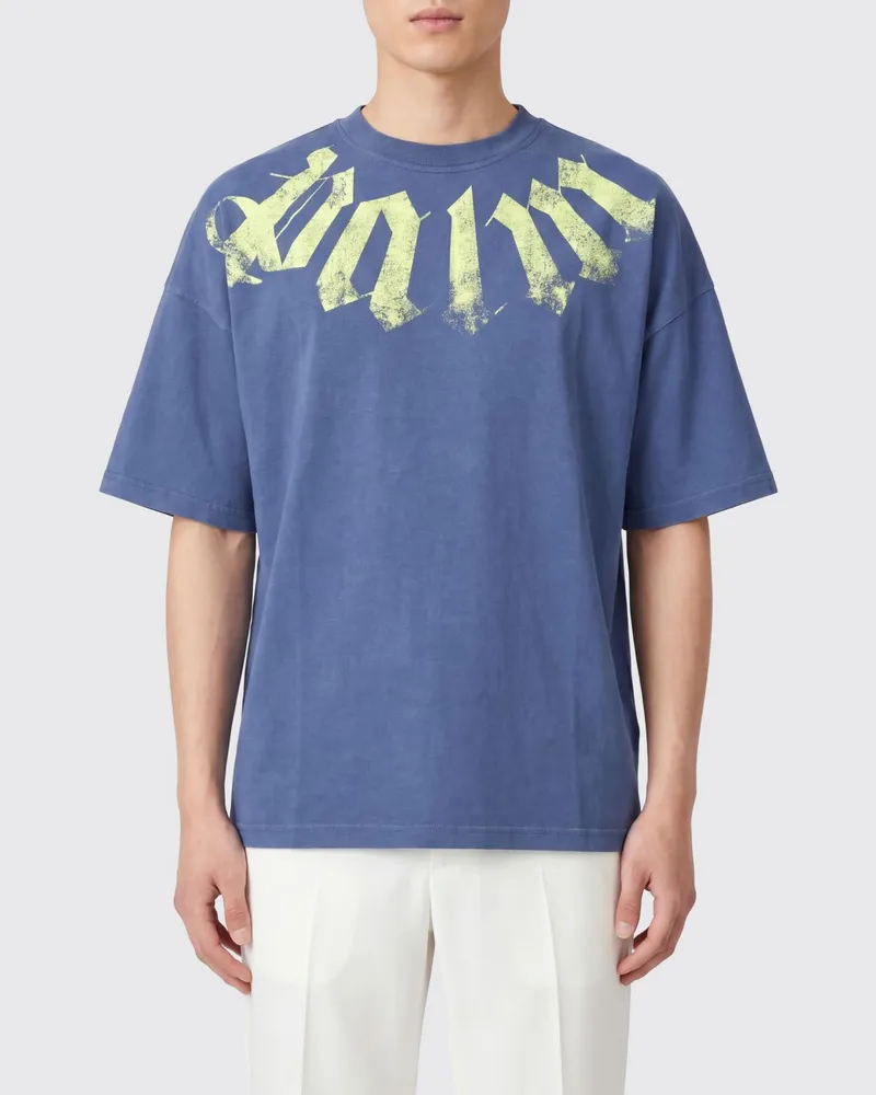 Palm Angels Baumwoll-T-Shirt mit Logo Blau
