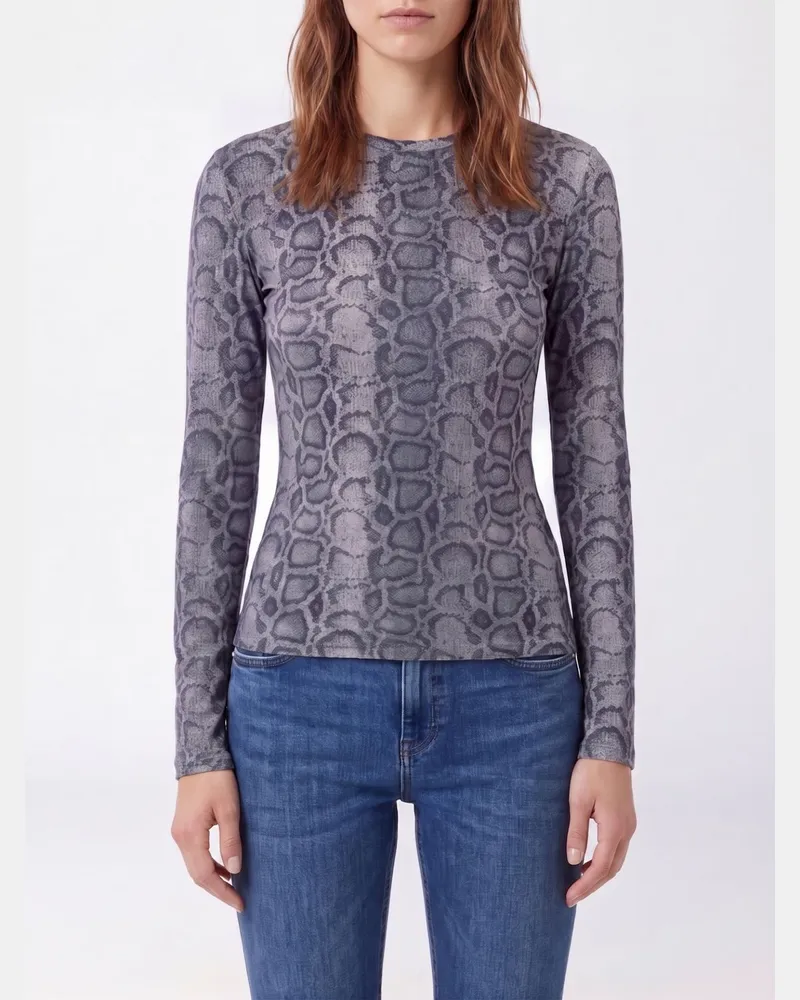 Liu Jo Slim-Fit-Langarmtop aus Stretch-Viskose mit abstraktem Druck Grau