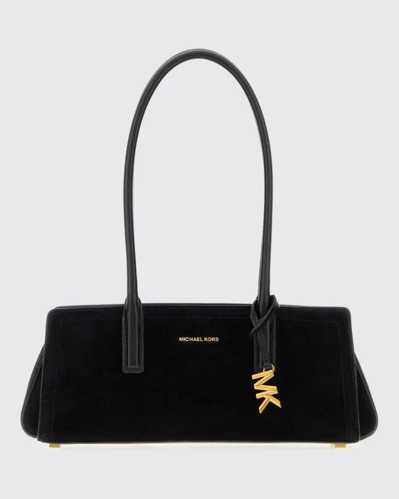 Michael Kors Laila Schultertasche aus Wildleder mit Logo-Anhänger Schwarz