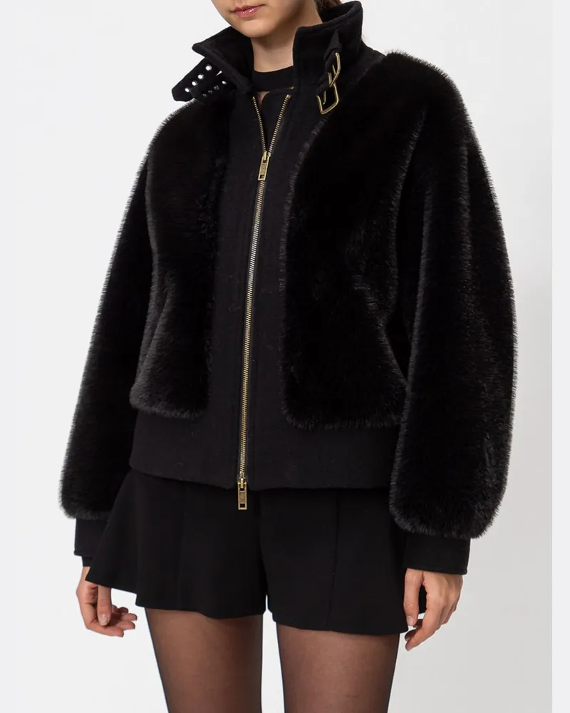 Twin-Set Pelzmantel damen Schwarz