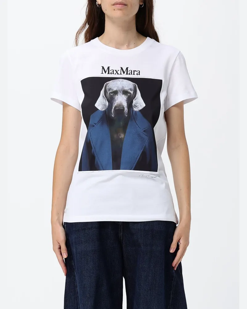 Max Mara Slim-Fit-T-Shirt aus Baumwolle mit Grafik-Print und Kontrast-Logo Ocean