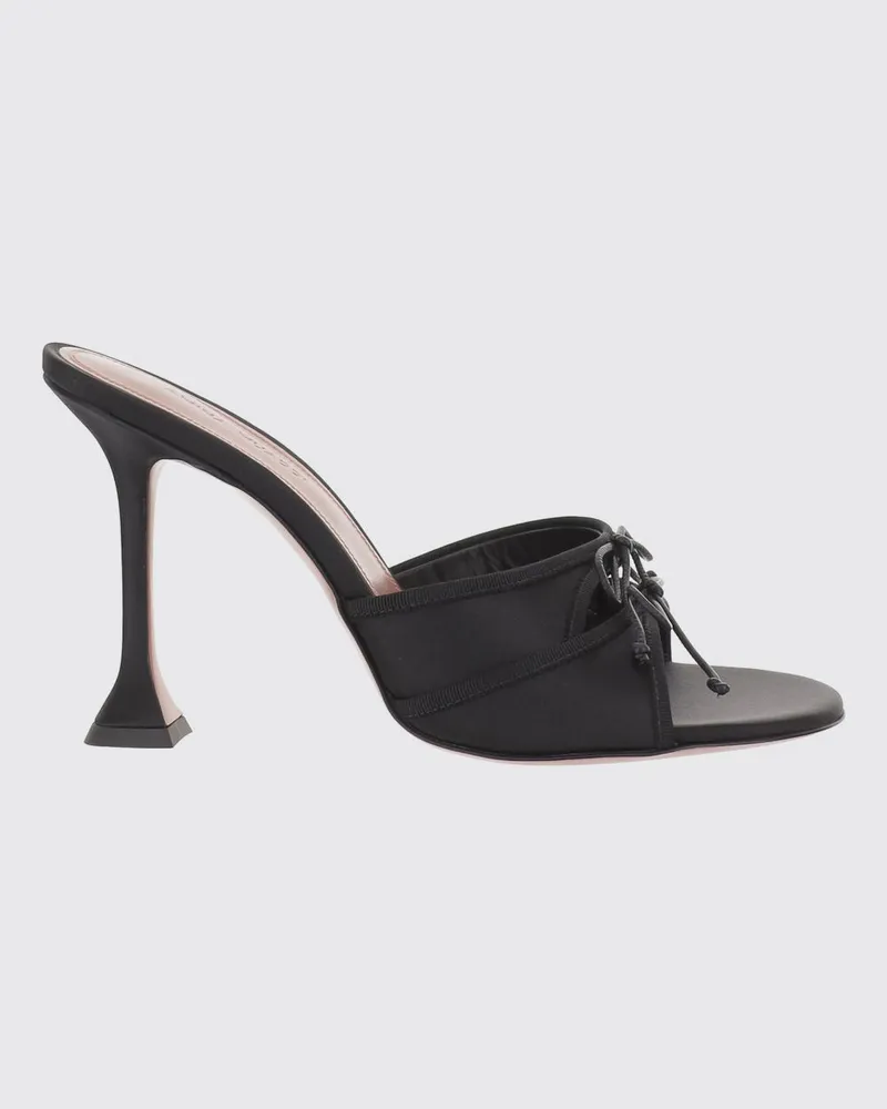 Amina Muaddi Eleonora Mules aus Satin Schwarz