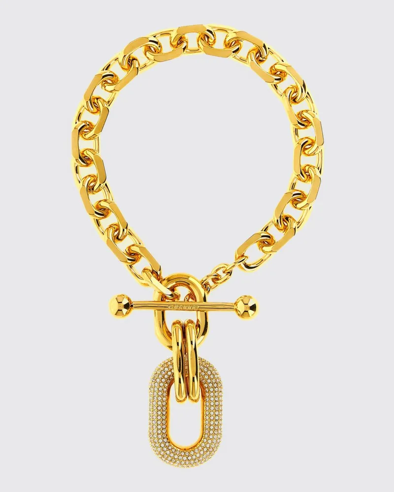 Paco Rabanne Choker-Halskette aus goldfarbenem Messing mit Kristallen und Logo Gold