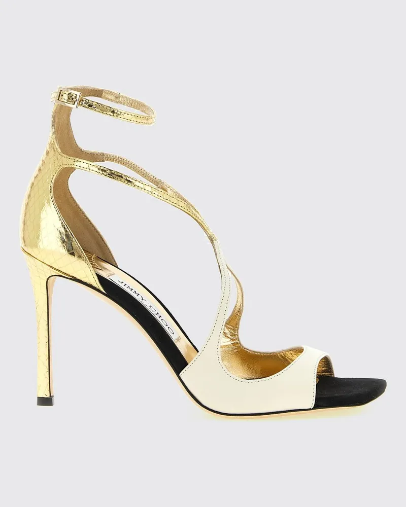 Jimmy Choo Azia Sandalen aus Leder mit Python-Print, hohem Absatz und Strass Bunt