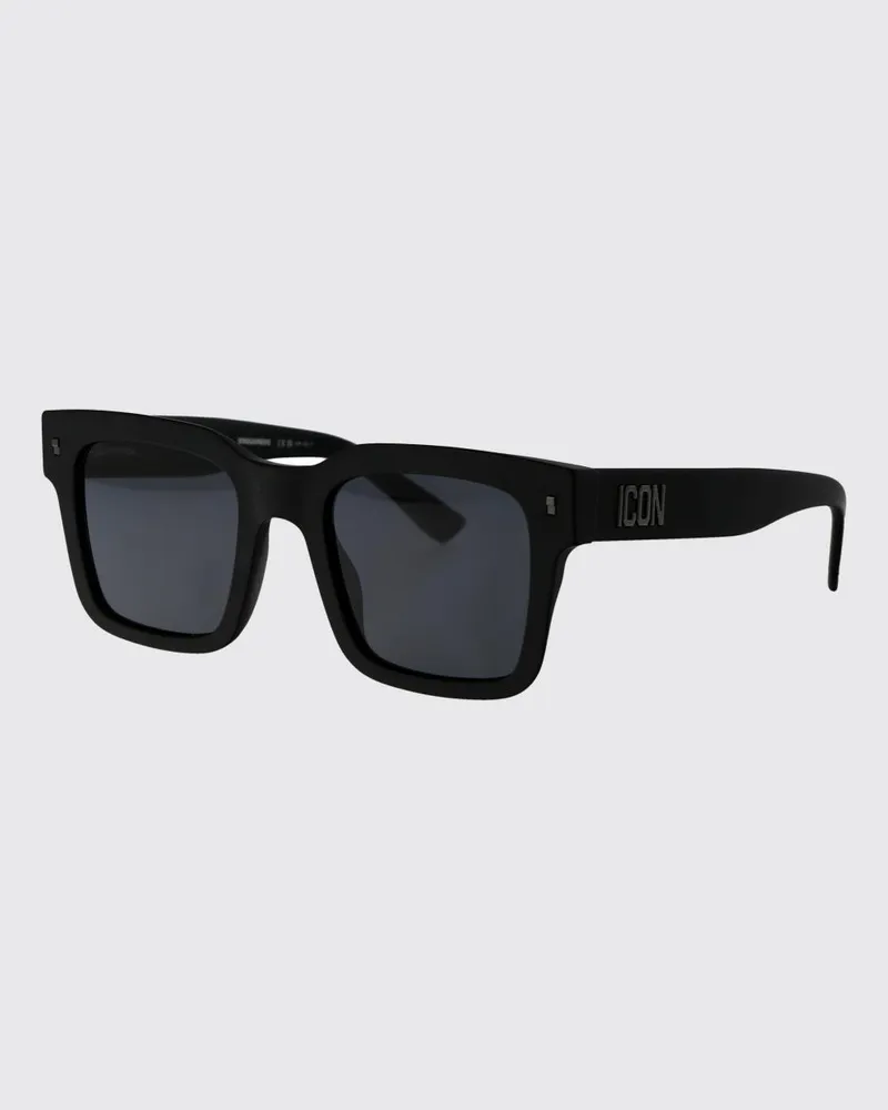 Dsquared2 Rechteckige Icon Sonnenbrille aus schwarzem Acetat mit appliziertem Logo Schwarz