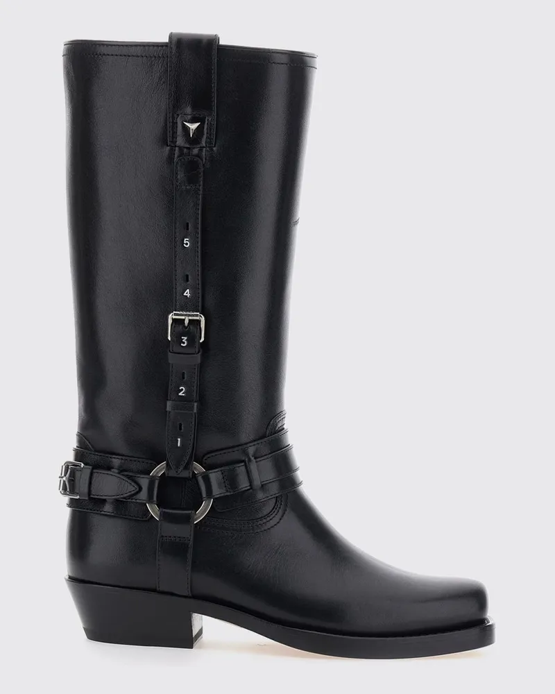 Fendi Wadenhohe Westernstiefel aus glattem Kalbsleder Schwarz