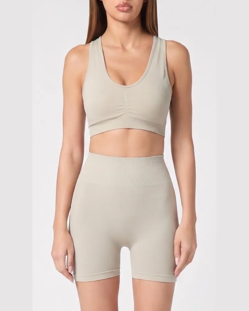 Philipp Plein Kurzes Top aus technischem Stretch-Gewebe Grau