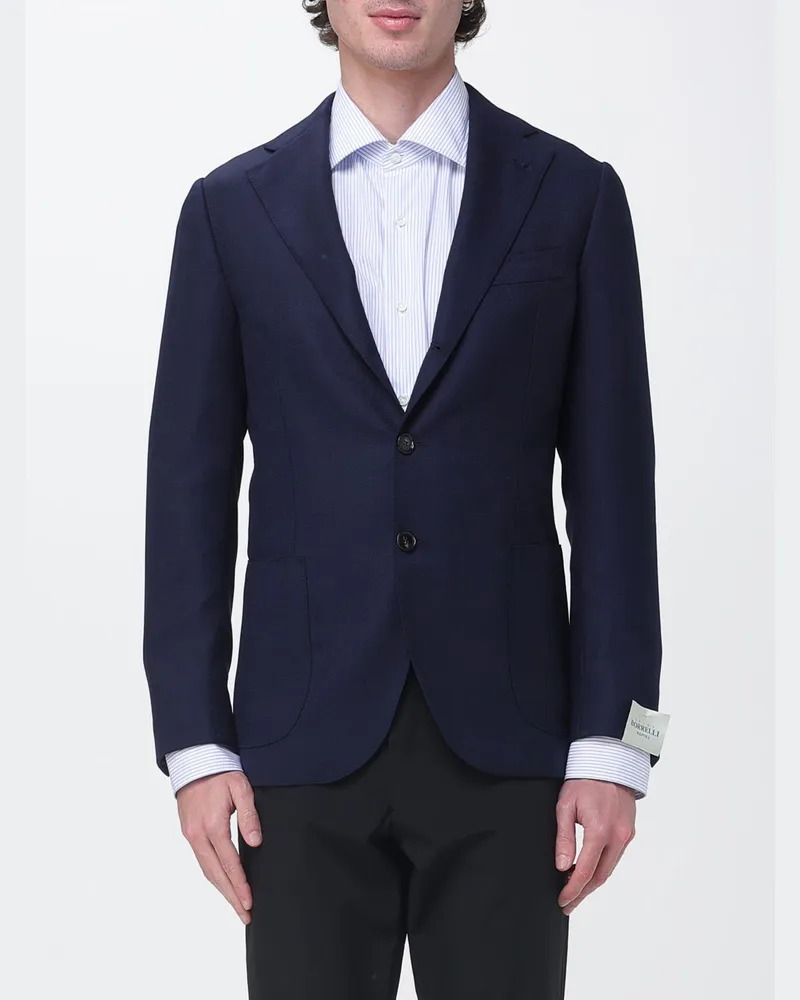 Luigi Borrelli Einreihiger Blazer aus Schurwolle Blau