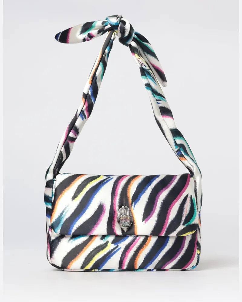 Kurt Geiger Kensington Schultertasche aus Satin mit Zebramuster und geknotetem Henkel Schwarz