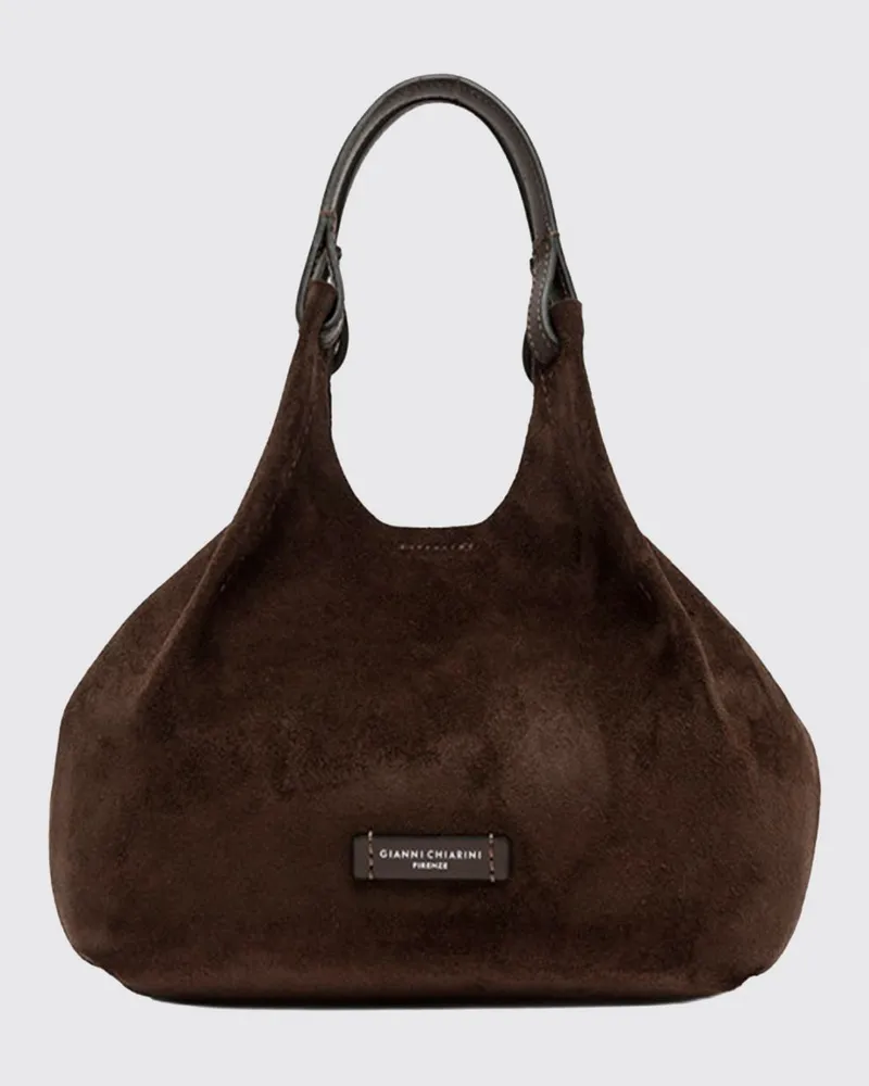 Gianni Chiarini Dua Handtasche aus Velourskalbsleder mit doppeltem Henkel Kaffee