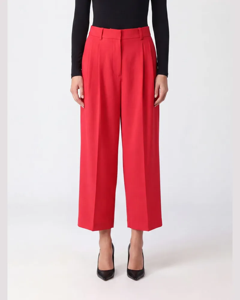 Elisabetta Franchi Hochgeschnittene Cropped-Hose mit weitem Bein von aus Gabardine Rot