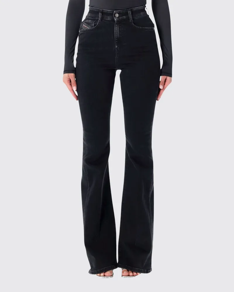 Diesel High-Waist Flared Jeans aus Baumwolldenim im 5-Pocket-Stil Schwarz