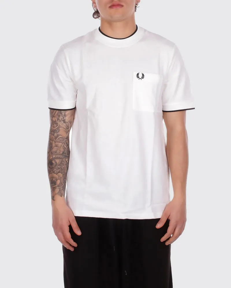 Fred Perry Baumwoll-T-Shirt mit Logo Weiß