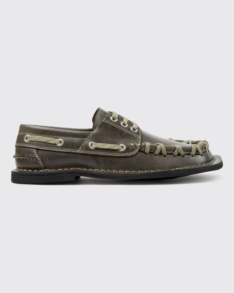 Camper Eki Bootsschuhe aus Leder mit Stickerei und asymmetrischer Spitze Grau
