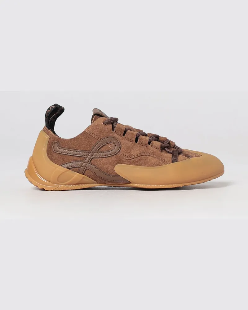 Loewe Grip Schnürsneaker aus Wildkalbsleder mit zweifarbigem Design Braun