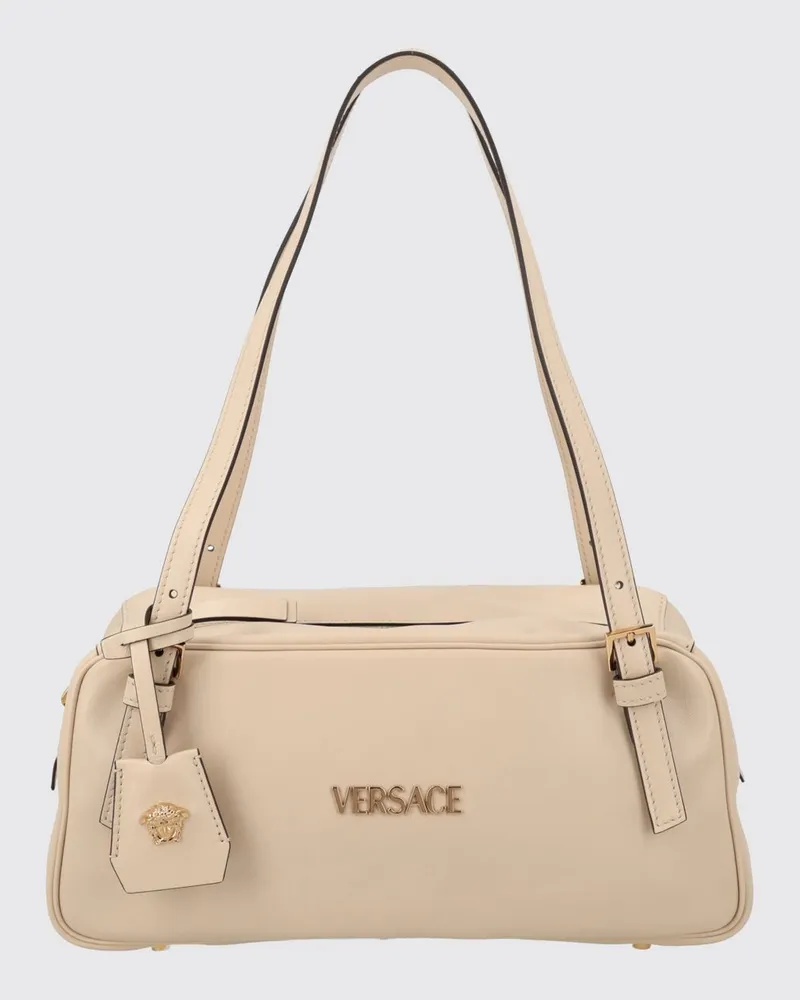 Versace Tag-Tasche aus Leder Ivory
