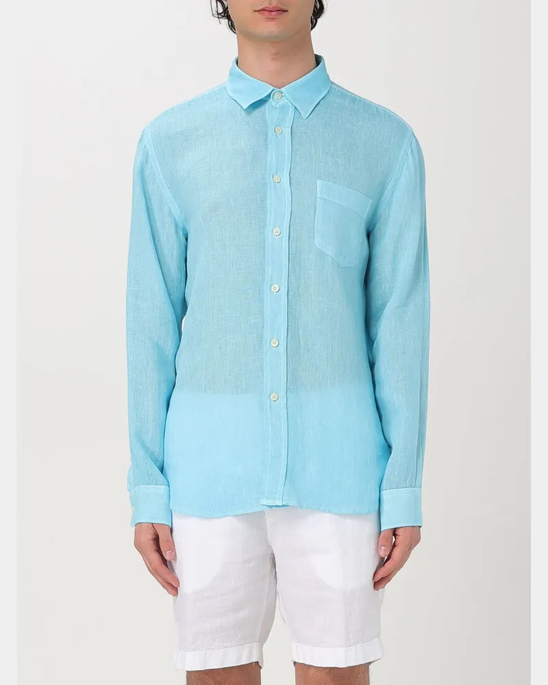 120% Lino Hemd herren Blau
