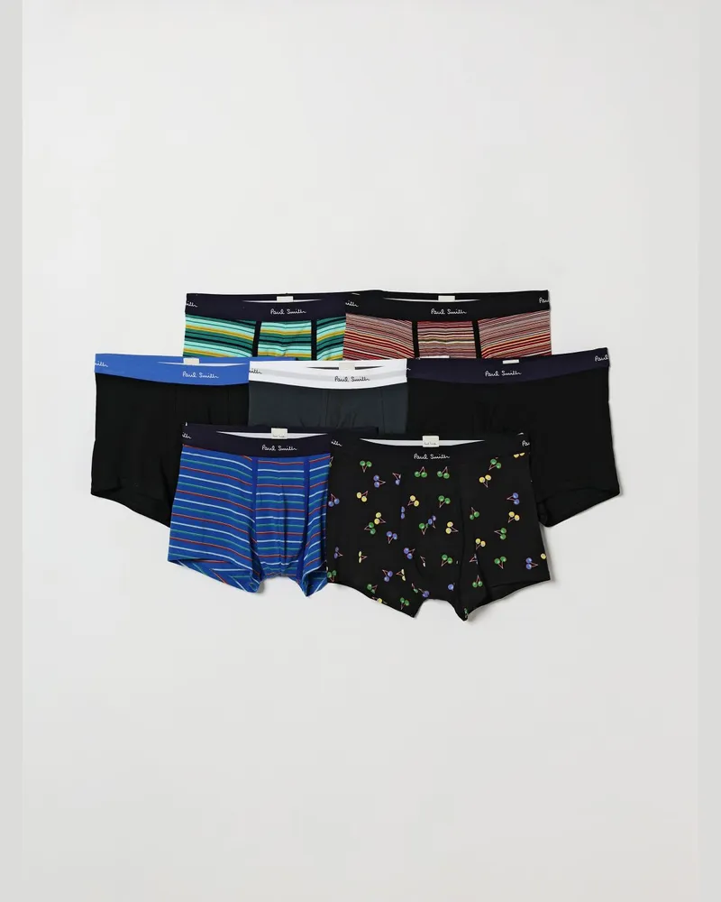 Paul Smith Set aus 7 gestreiften Boxershorts aus Stretch-Baumwolle mit Logo Schwarz