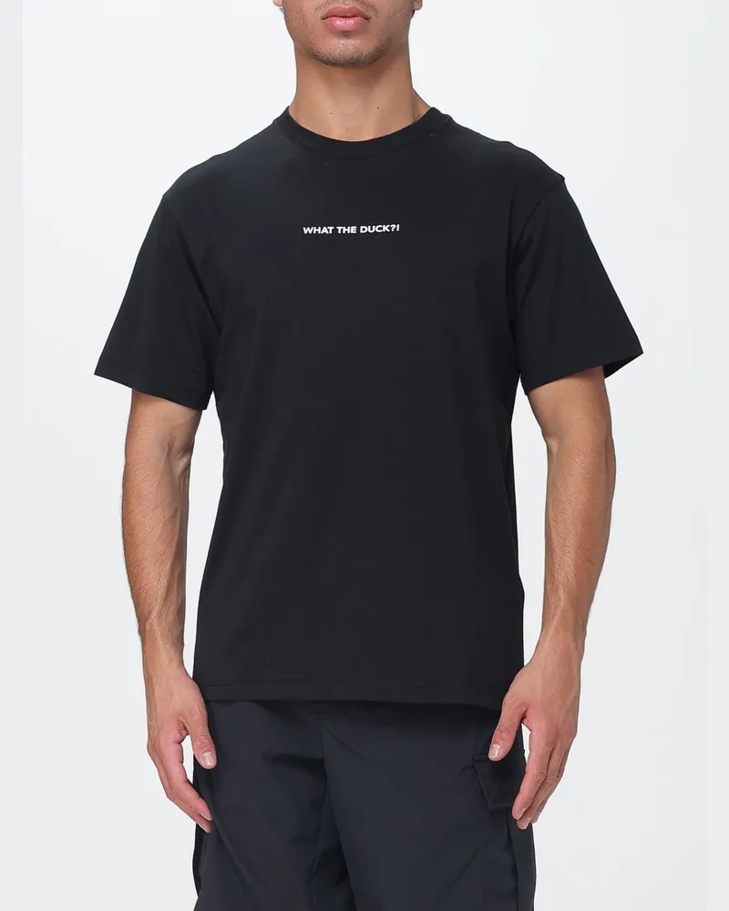 Save The Duck Rundhals-T-Shirt aus reiner Baumwolle mit grafischem Slogan-Print Schwarz