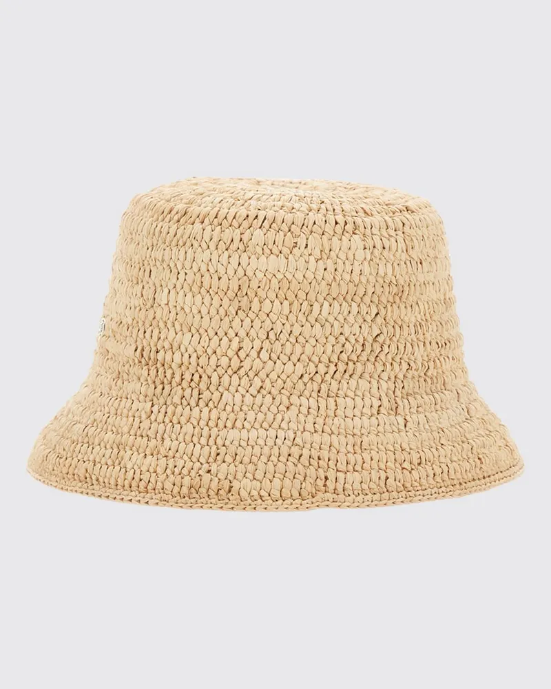 Helen Kaminski Bucket Hat aus Bast mit mittelbreiter Krempe Beige