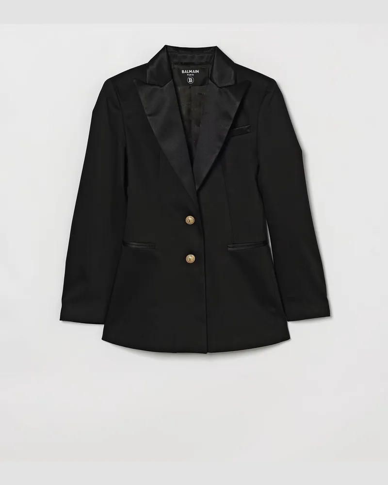 Balmain Einreihiger Blazer aus Baumwolle Schwarz