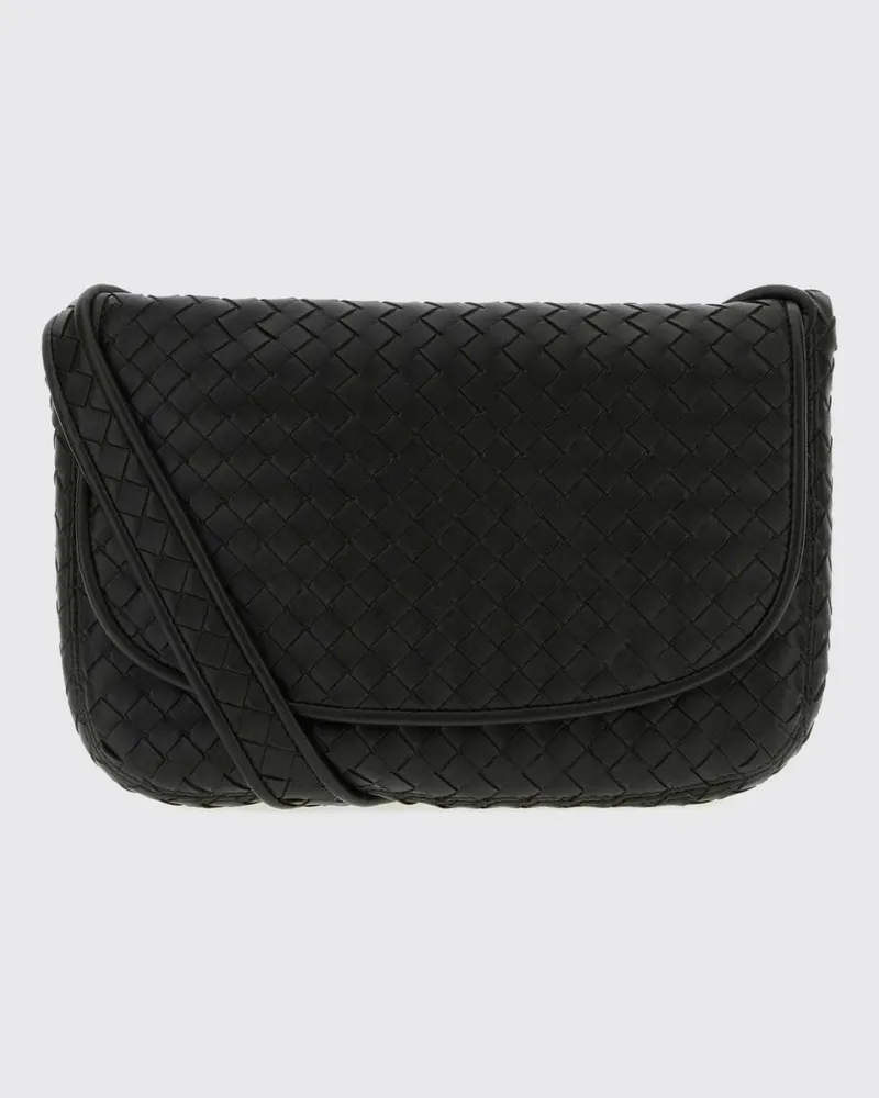Bottega Veneta Intrecciato Messenger-Tasche aus gewebtem Nappaleder Schwarz