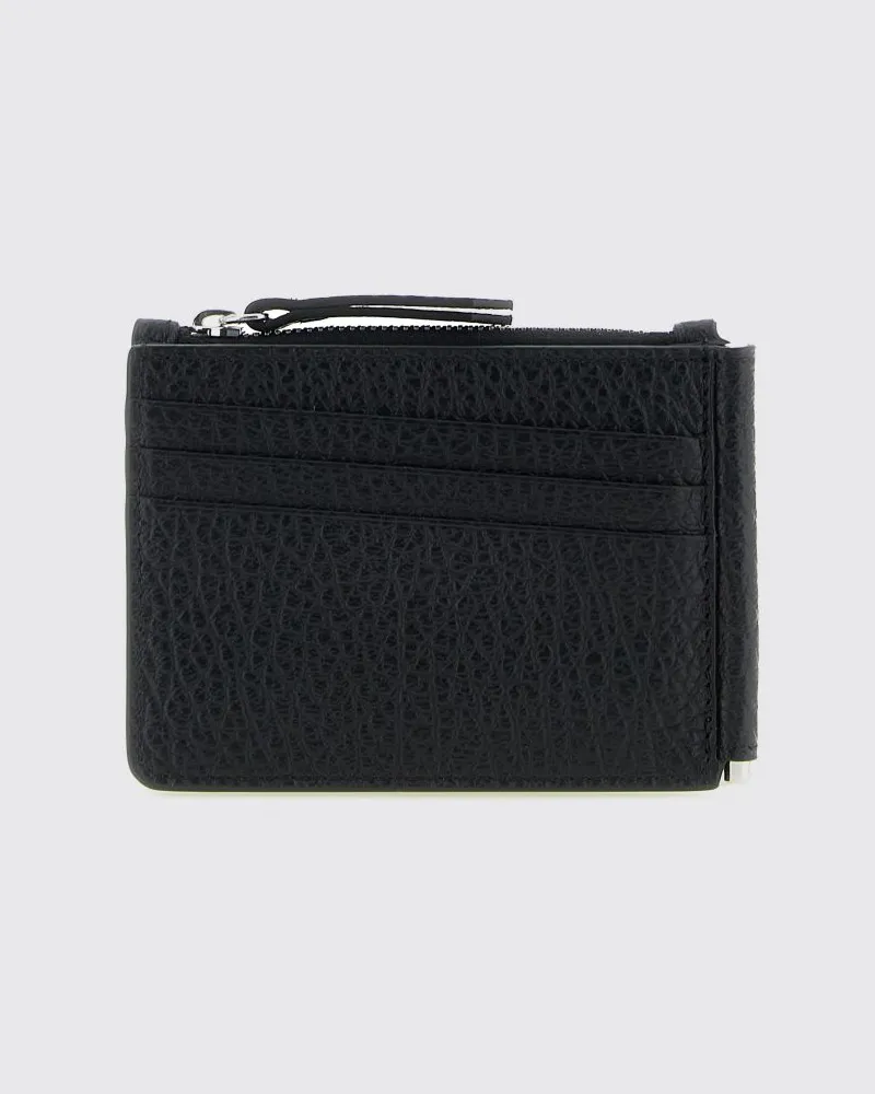 Maison Margiela Bifold-Portemonnaie aus genarbtem Leder mit Four Stitches Schwarz