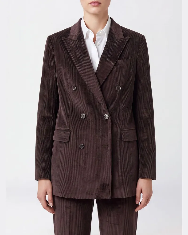 Tagliatore Kurzer Zweireiher-Blazer aus Cord Braun