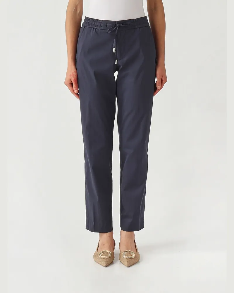 PT TORINO Cropped-Hose aus Stretch-Baumwollmischung Navy