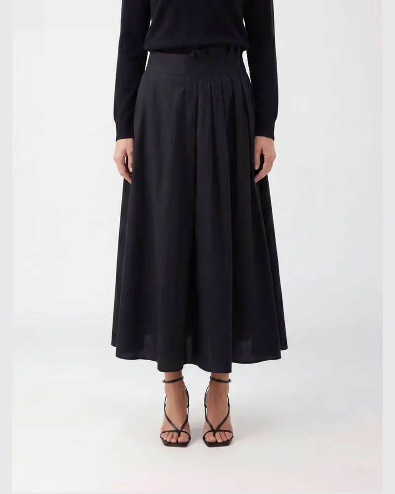 MSGM Plissierter Baumwoll-Midirock Schwarz