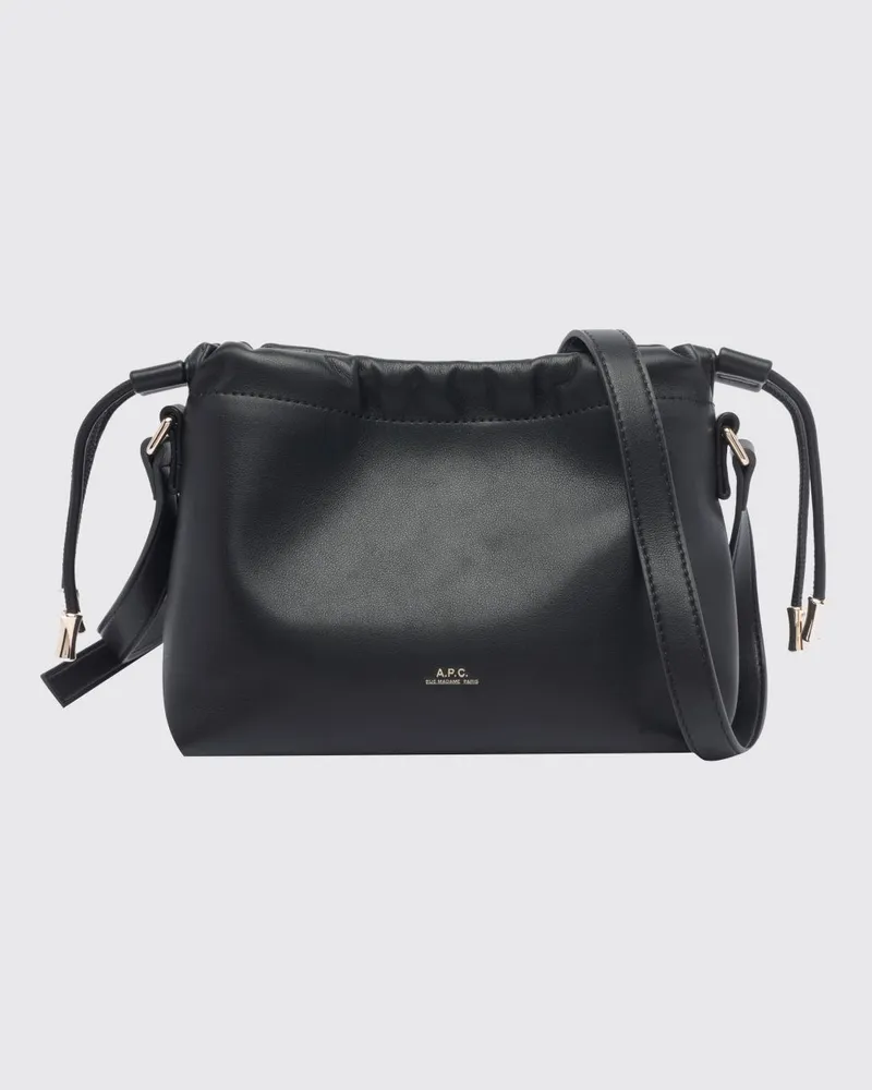 A.P.C. Ninon Mini-Umhängetasche aus Kunstleder mit Kordelzugverschluss Schwarz