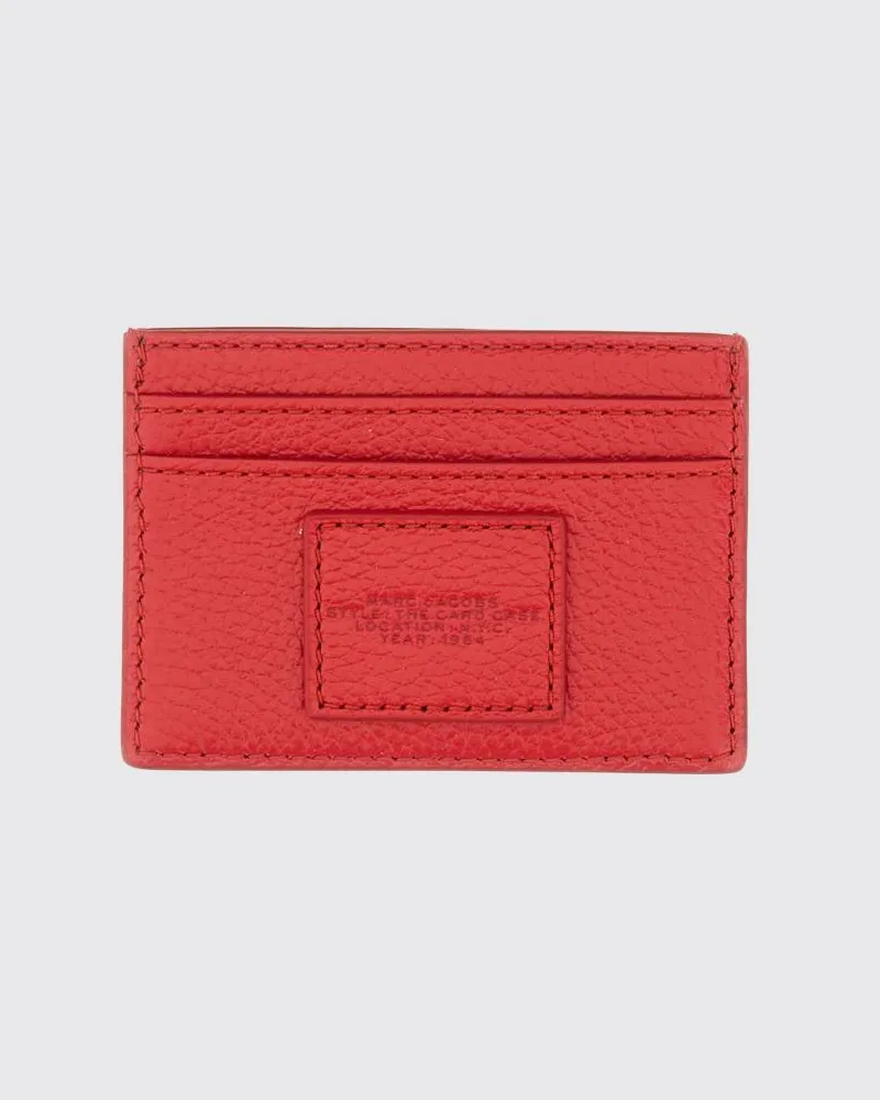 Marc Jacobs The Card Case Kartenetui aus genarbtem Leder Rot
