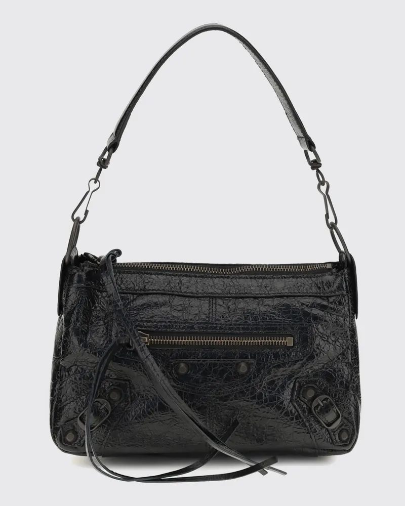 Balenciaga Le City Moto Tasche aus Arena Leder Schwarz