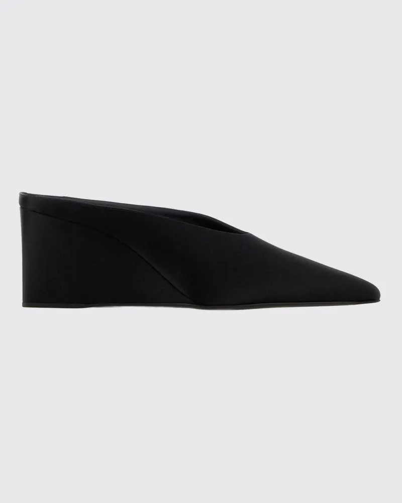 Alaïa Satin-Wedge-Mules mit mittlerem Absatz und mandelförmiger Spitze Schwarz