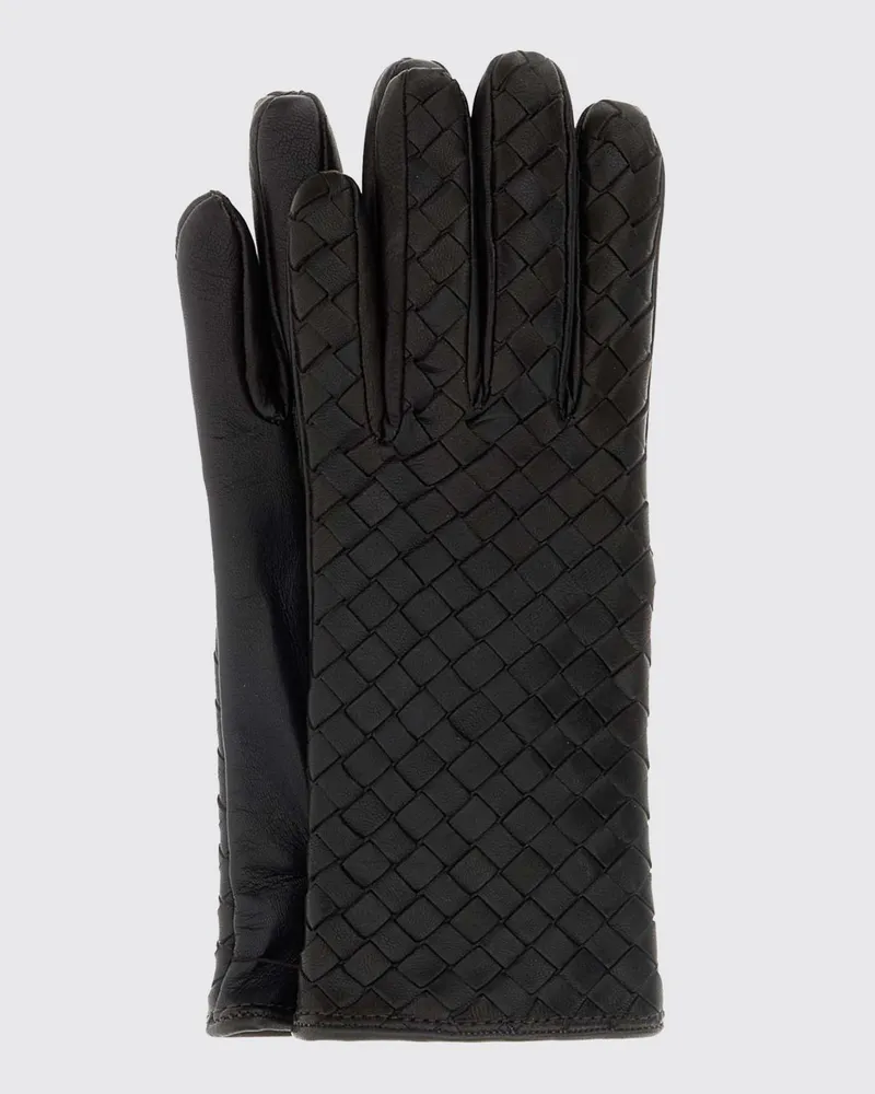 Bottega Veneta Handschuhe aus geflochtenem Lammleder mit Kaschmirfutter Braun