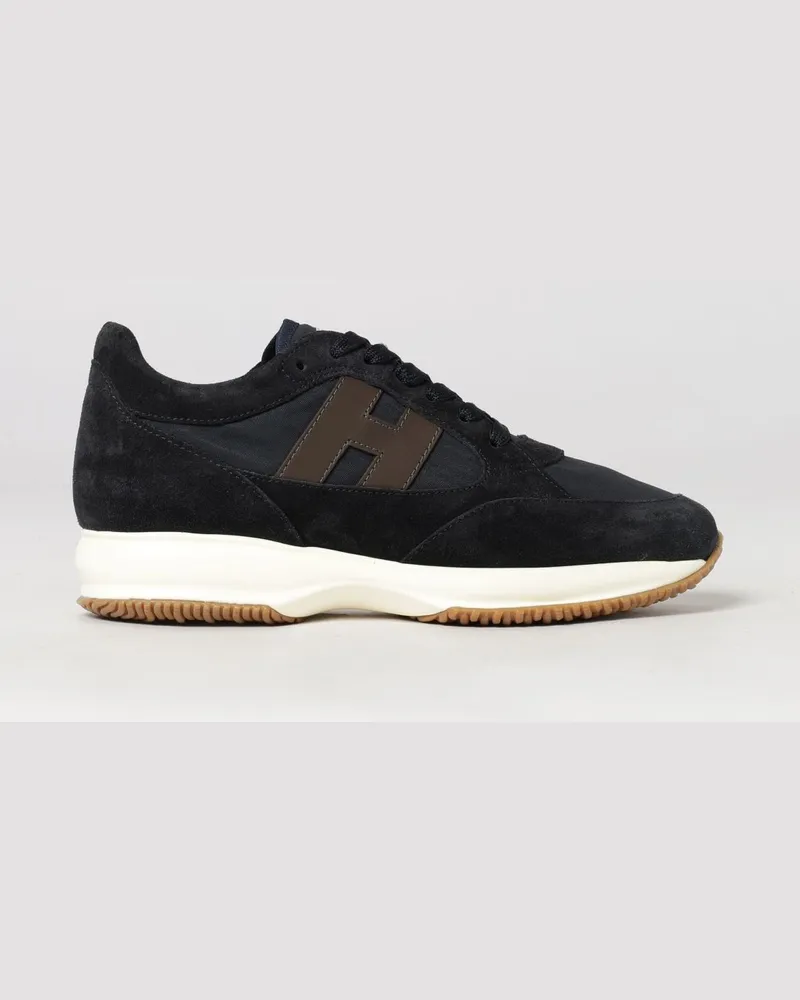 Hogan H580 Sneaker aus Veloursleder und Mesh mit seitlichem H-Logo Blau