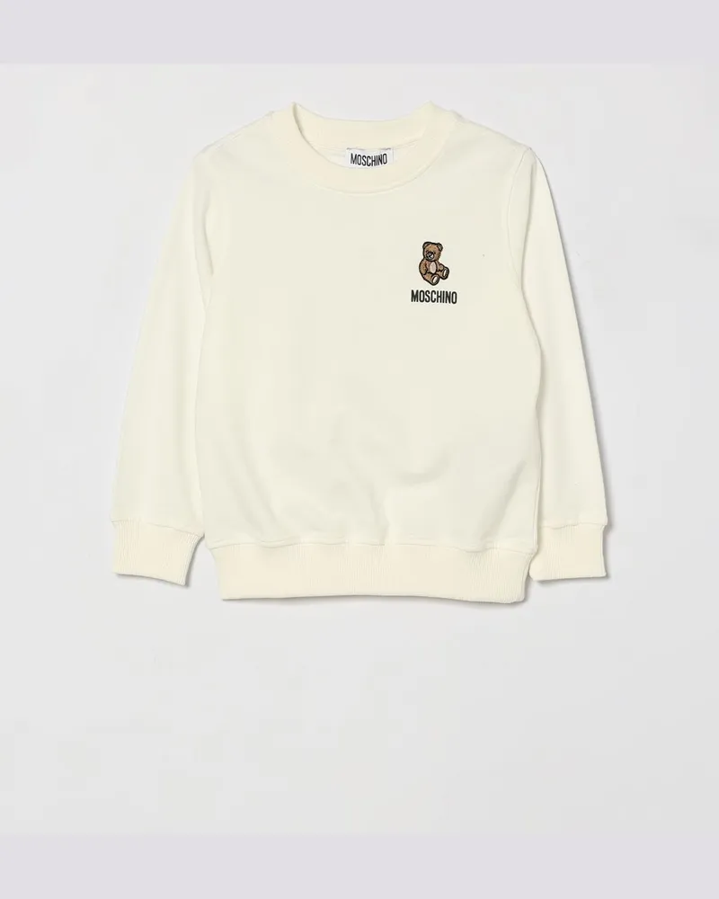 Moschino Teddy-Rundhals-Sweatshirt aus Baumwolle Weiß